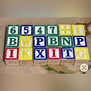 Vintage Colorful Alphabet and Number Blocks Set